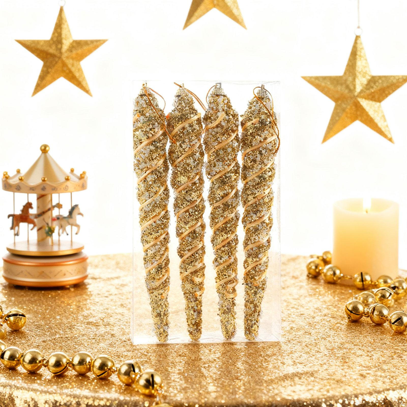 

4 штуки Рождественские подвесные сосульки Украшения для елки золотой