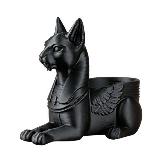 Egyptian Cat Statue 3D Figurine with Printed Bastet Storage