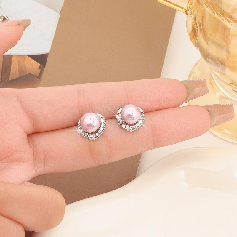 Purple Pearl Love Stud Earrings 2025 Heart Earrings Earrings Atmospheric