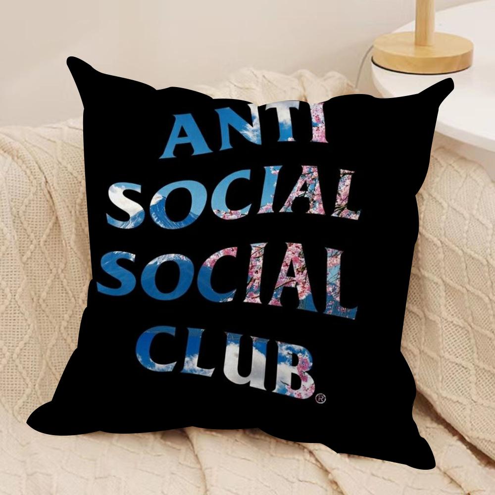 AAnti Social Social Club Cushion Cover Soft Plush Fabric DoubleSided Printed Sofa Cushion Cover for All Seasons Home DecorGift