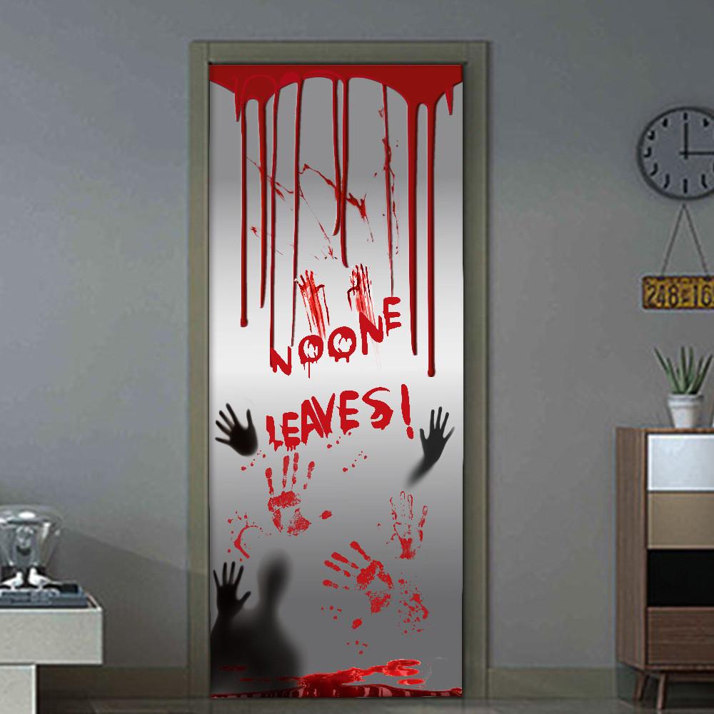 Spooktacular Halloween Decoration Blood Handprint Door Sticker For Ghostly Home Setup
