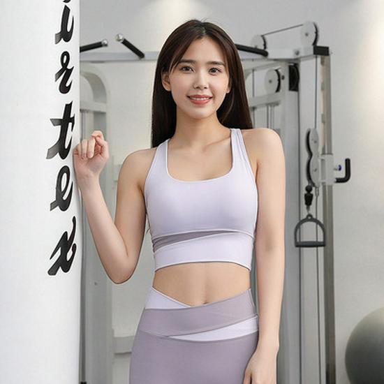 

Ударопрочный спортивный бюстгальтер колорблок со съемными вкладышами - Женский эластичный утягивающий топ для йоги Small