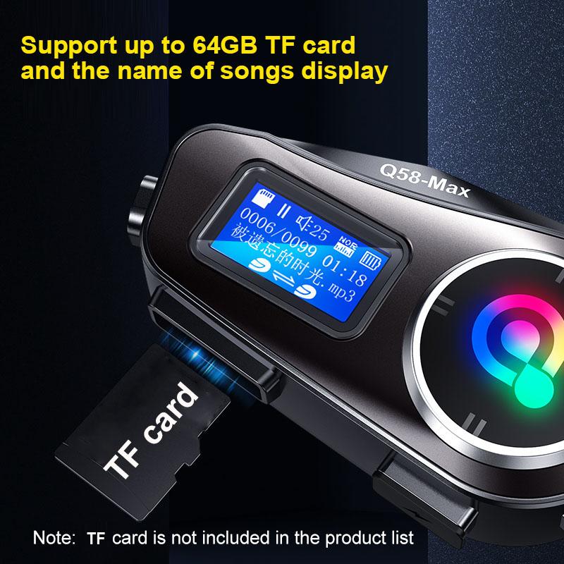 Bluetooth-Gegensprechanlage für Motorradhelme, V5.3, Interphone, TF-Karte, Musikwiedergabe, LED-Licht, LCD-Bildschirm, Musikfreigabe für 2 Fahrer