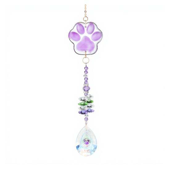 Crystal Cat Paw Wind Chimes, Crystal Suncatchers for Windows Hanging, Prism Rainbow Maker for Indoor Outdoor Home Garden Decor