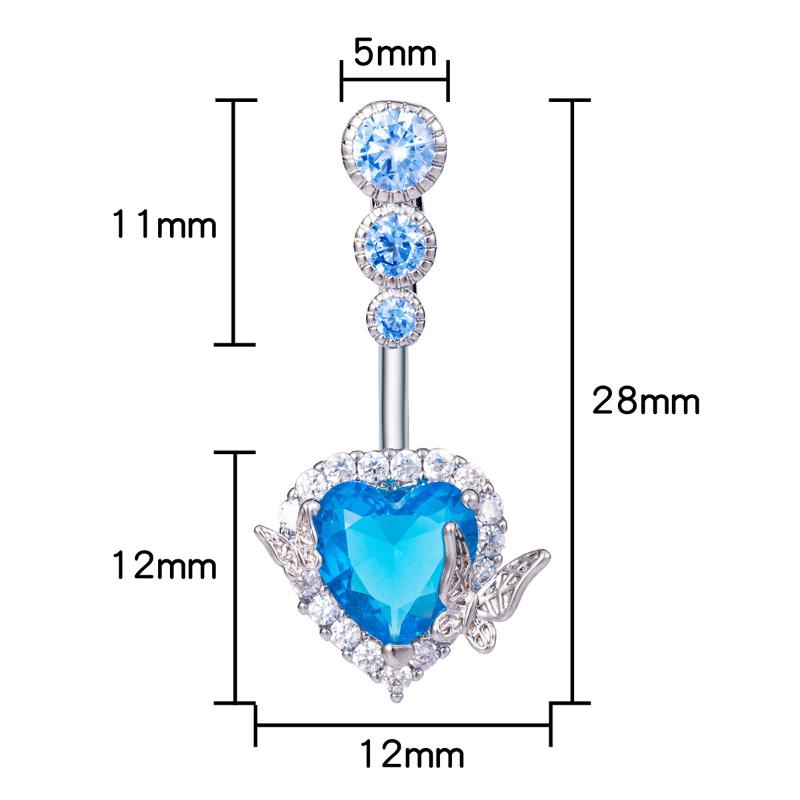 Fashion Butterfly Heart Belly Button Ring Shiny Zircon Navel Piercing Ring For Women Sexy Body Jewelry Accessories Gifts