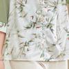 Chinese Style Bamboo Leaf Chiffon 3/4 Sleeve Blouse