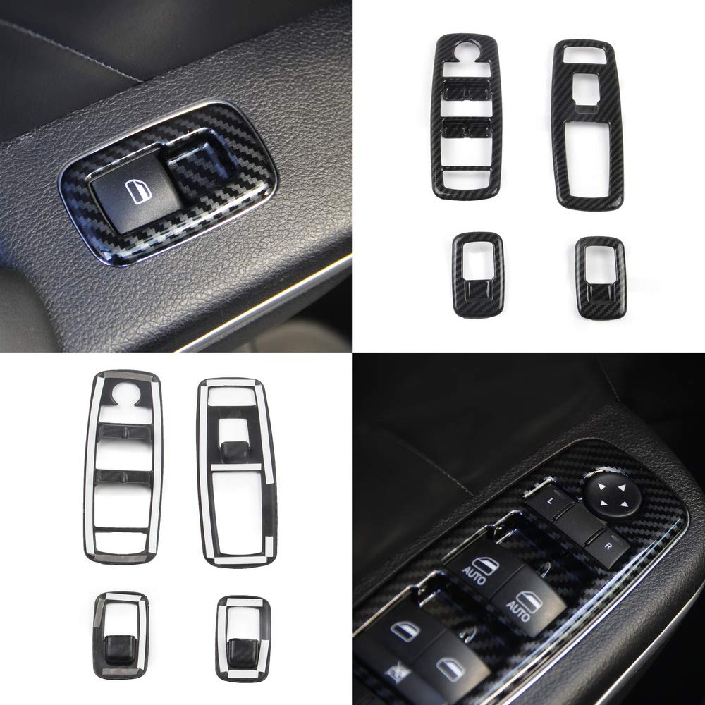 Carbon Fiber Window Lift Trim Switch Panel Cover Trim For Dodge Charger 2011+/ Chrysler 300 2015- Black