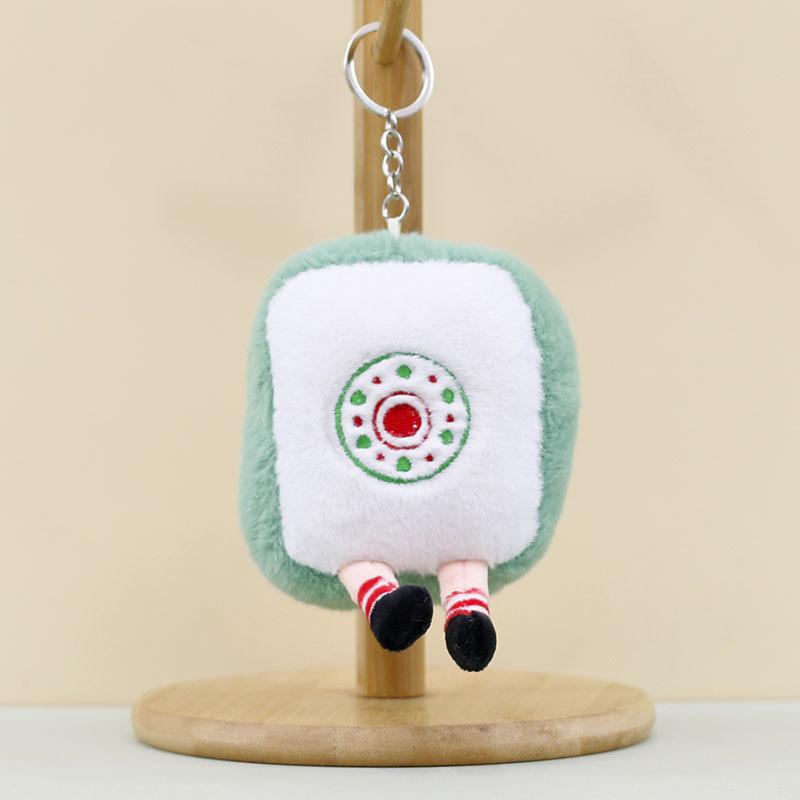 Cute Plush Mahjong Keychain Adorable Animal Charm Red Middle Toy Doll