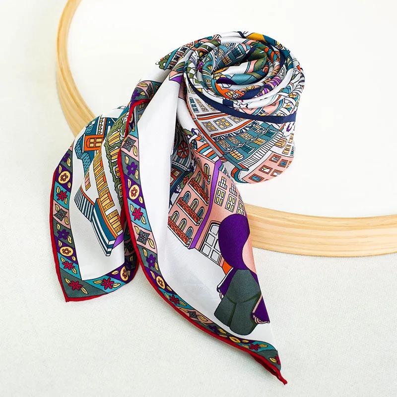 

Large Square 100% Silk Scarf Shawl 35 x35 Fashion Printed Head Neck Scarves Wraps for Women