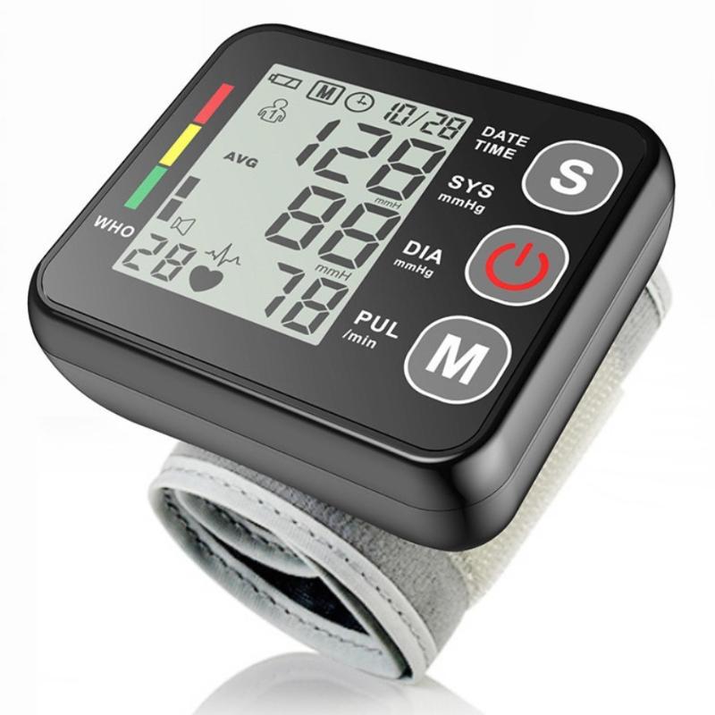 Monitor de Presión Arterial de Muñeca Automático con Pantalla LCD Grande - Brazalete Ajustable, Detección de Frecuencia de Pulso, Alerta de Latido Irregular