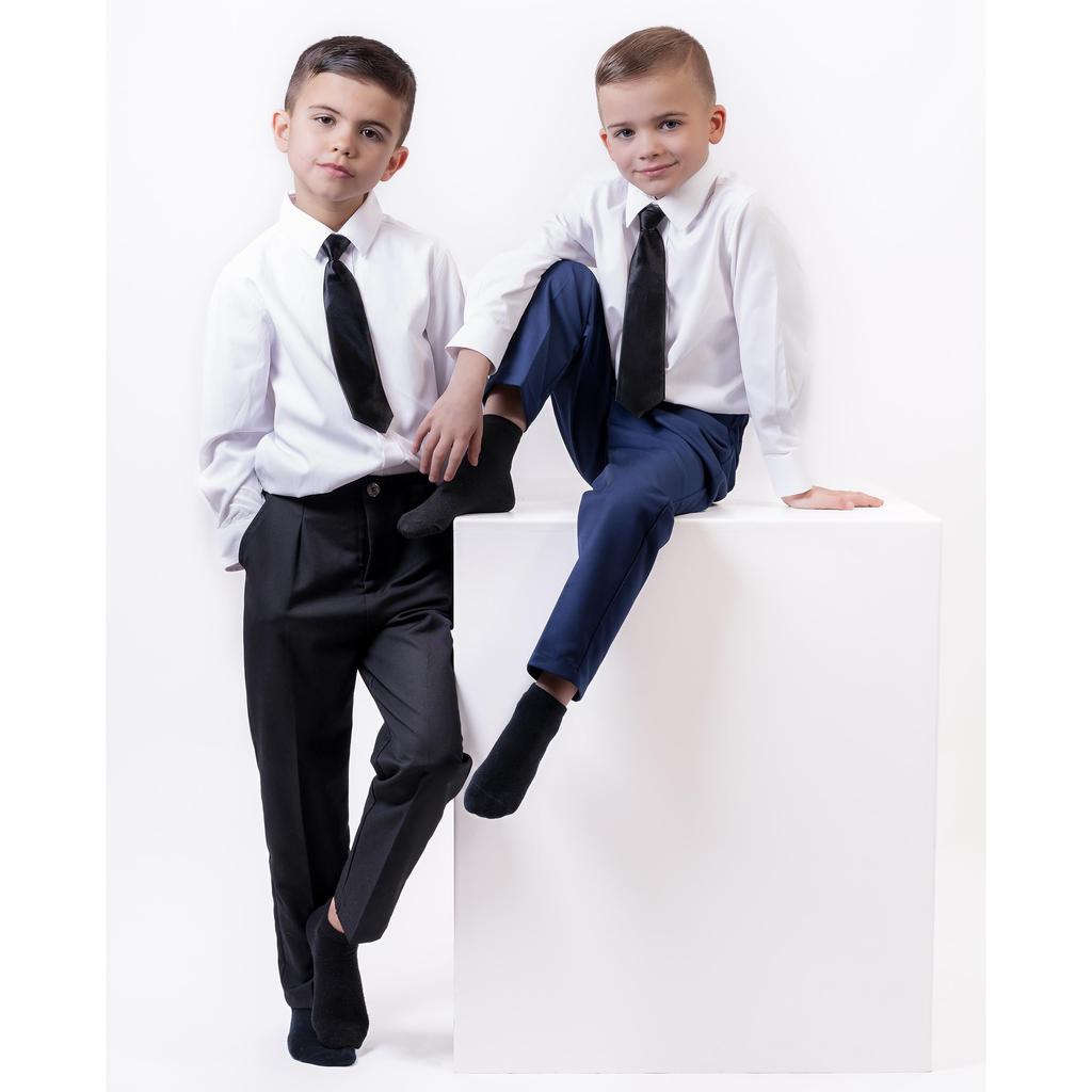 LOLANTA Jungen Anzughose, Unifarben, Reißverschluss, Perfekt für Einschulungsfeiern, Abschlussfeiern, Hochzeiten, Aufführungen, Schwarz, Größe 130