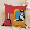 Bop Style Coffee Cats Cushion Cover Silky Short Plush Invisible Zipper Dustproof Sofa Pillow Case For Home Decor