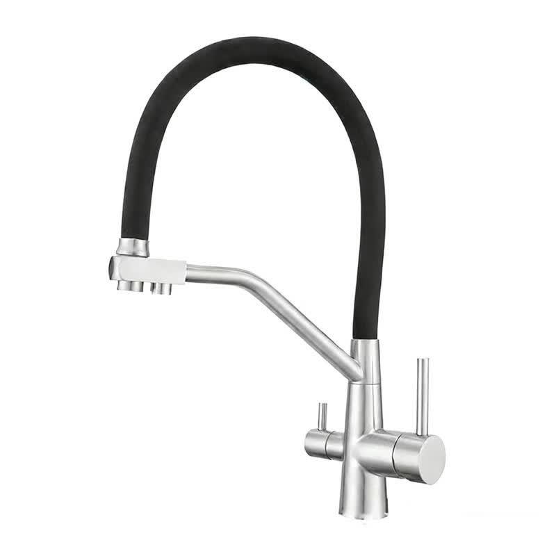 TLXT Double Handle Silicone Tube Universal Hot & Cold Purified Water Faucet