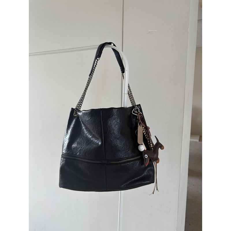 

Obesity Homemade Bags Women s 2025 Spring/Summer New Arrival Black Casual Versatile Chain Large Capacity Tote Shoulder Bag Black