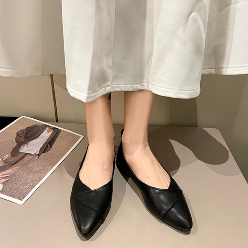 Fashion Autumn Women Flats Pointed Toe Slip-on Flat Shoes for Women Fashion Women's Single Shoes Soft Sole Shallow Mouth Women's Shoes