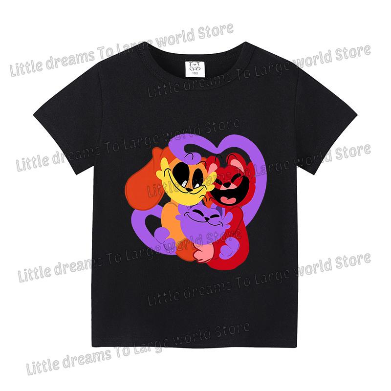 Smilings Critters Tshirt for Kids Cartoon Figure Printed Short Sleeve Clothes Children Summer White Black Base Tee Casual Tops