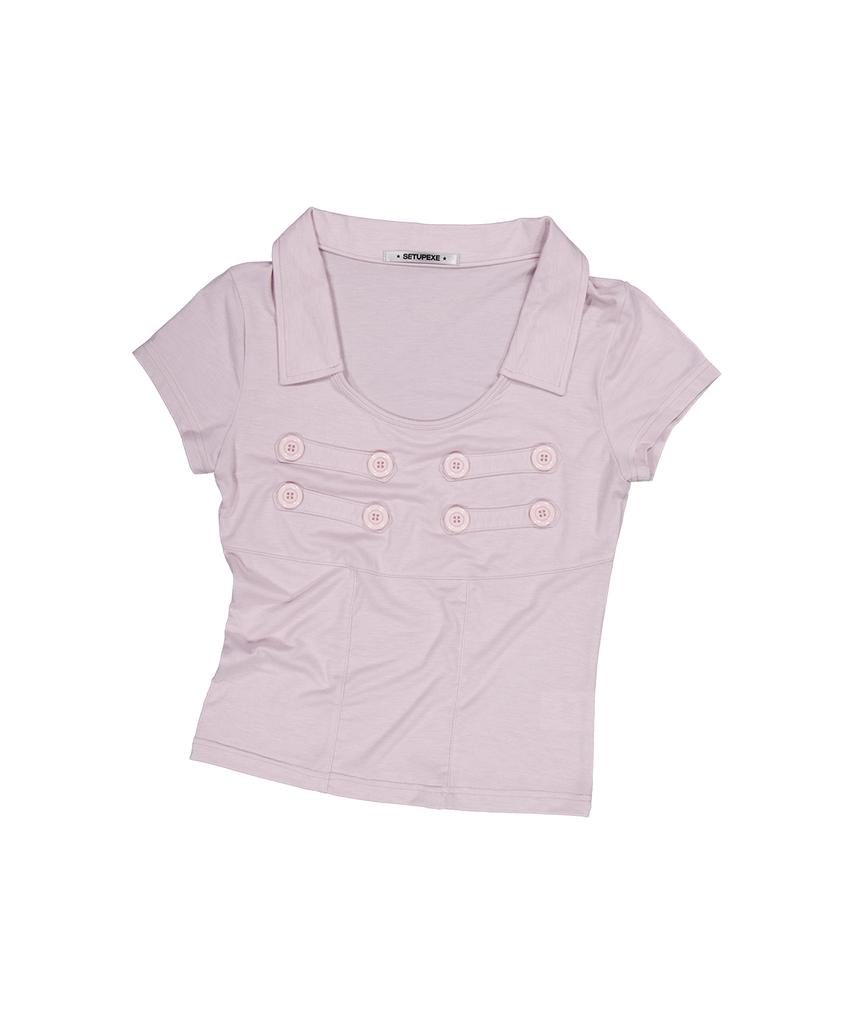 SETUP-EXE Napoleon Collar Top / Baby Pink