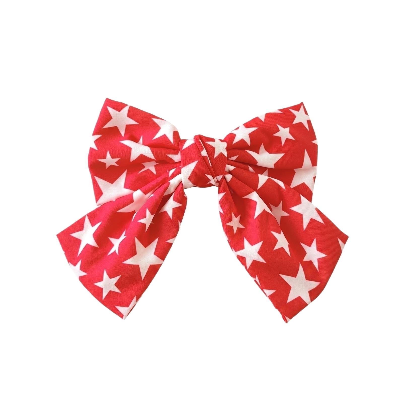 

Large Fabric Hair Bow with Flag Print Pattern Classic Knot Design for Women Girls Hair Accessories for Daily Use One Size