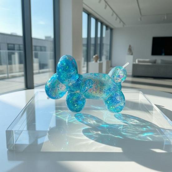 Dog Shape Sensory Toy Stress Relieving Balloon Toy Soft Glitter Squeeze Clear Puppy Fidget for Anxiety Relief