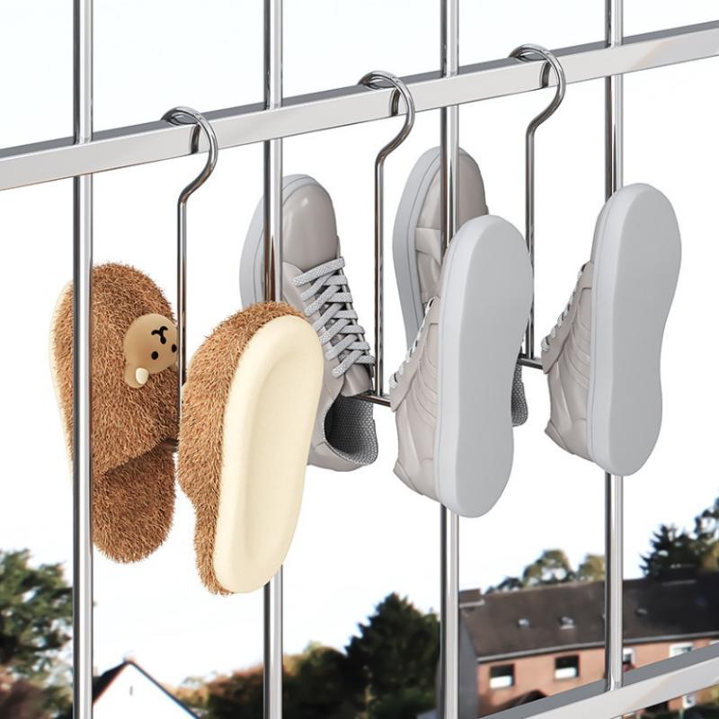 1/4Pcs Stainless Steel U-Shaped Shoe Drying Rack, Windproof, Quick-Dry, Space-Saving Wall-Mounted Hooks For Outdoor & Indoor Use