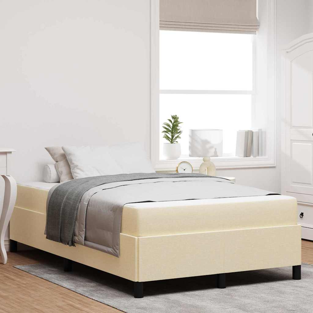Box Spring Bed Cream 120 x 190 cm Fabric