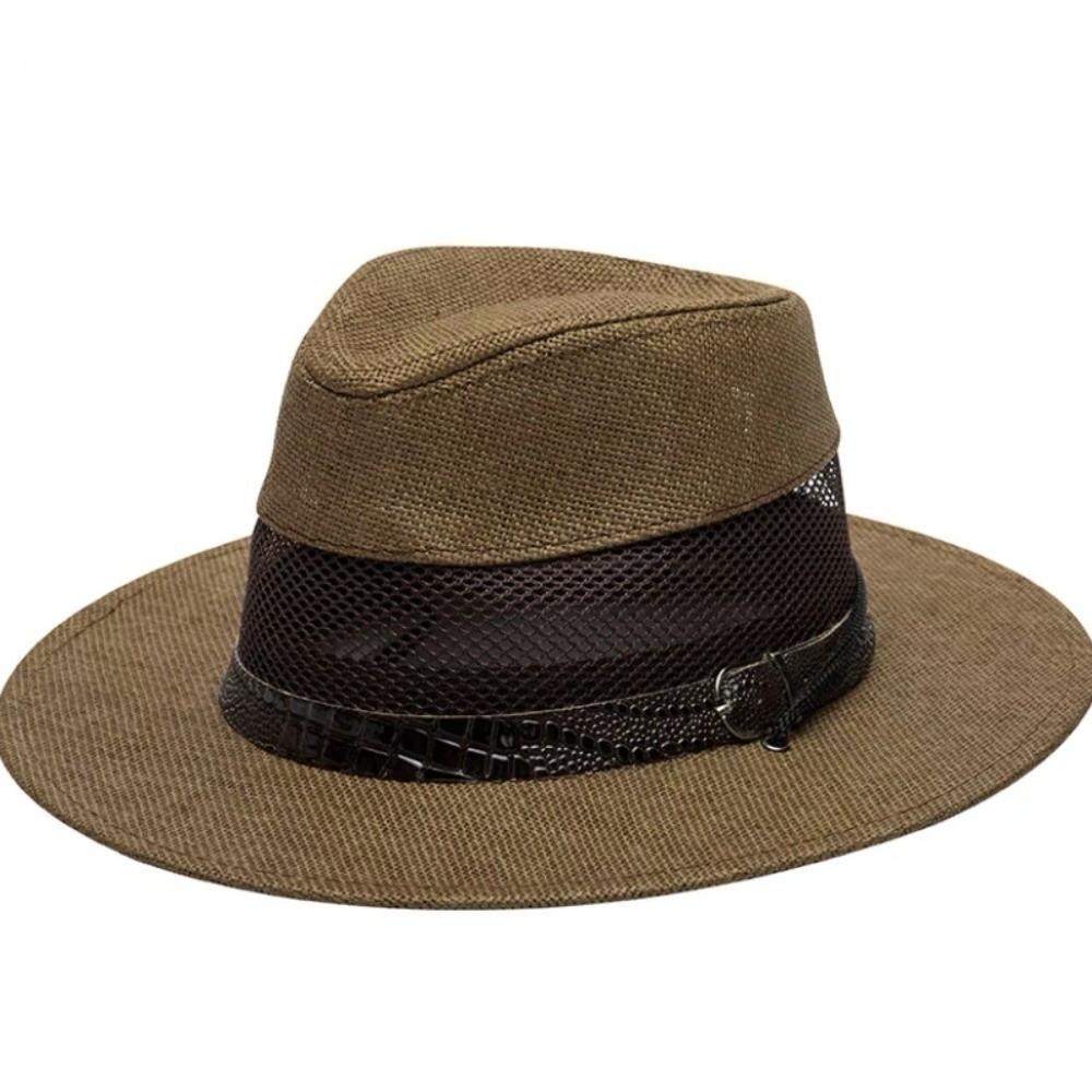 

New Breathable Western Cowboy Hat Mesh Wide Brim Straw Hat Sun Protection Sun Hat Summer кавовий