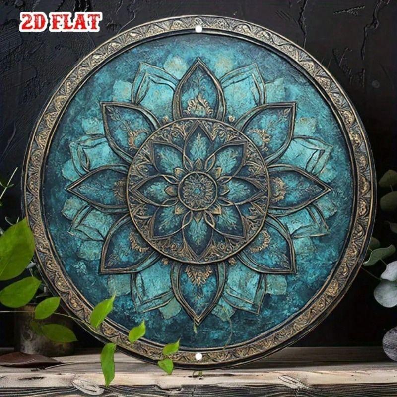 Metal Wall Poster Mandala Embossed Gold Vintage Art Panel For Living Room