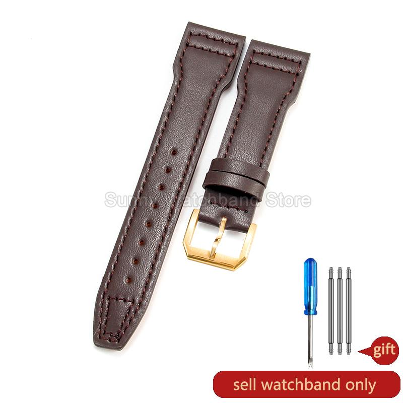 Coffee Black 20 21 22mm for IWC Portofino Le Petit Prince Portugieser Cowhide Watch Band Special Interface Needle Buckle Durable