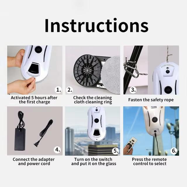 Rechargeable Cordless Wireless Window Vacuum Cleaner Wall Glass Windows Cleaning Robot with Auto Spray
