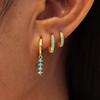 2PCS Classic Blue Zirconia Small Huggie Hoop Earrings Set For Woman 14K Gold Plated Helix Tragus Cartilage Piercing Jewelry