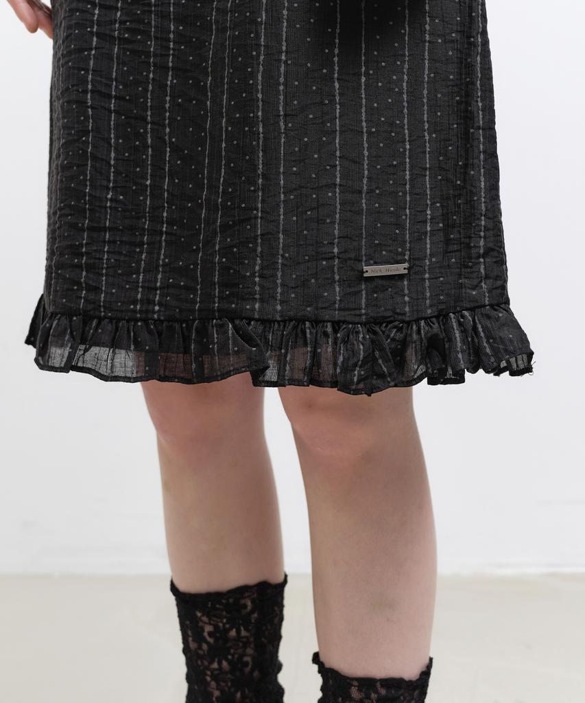 Nigaennikol Pin Stripe Flare Skirt_Black