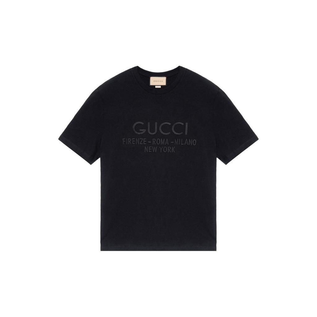 Gucci T Shirts Men's Black Crew Neck Moderate 616036XJFZA1000