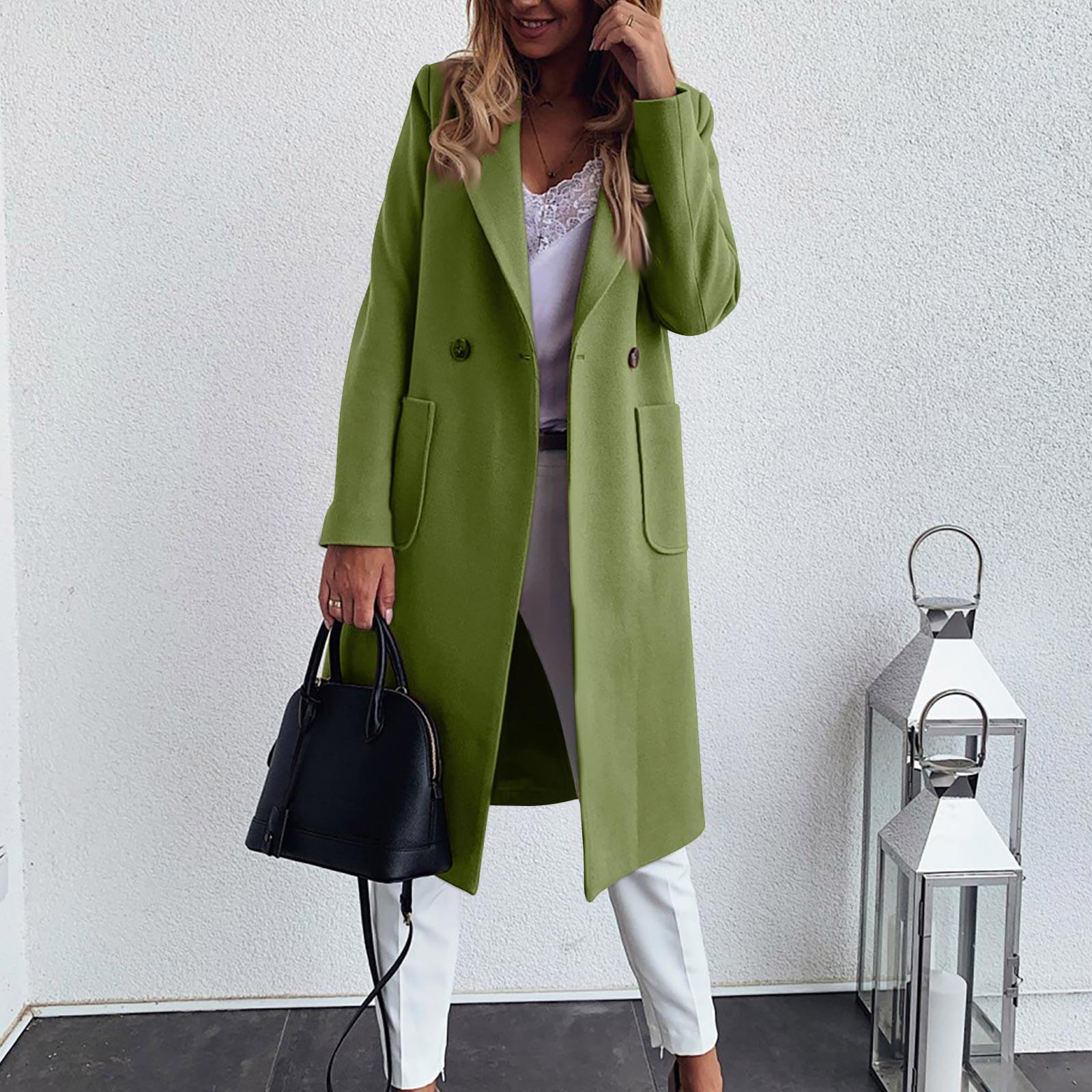 

Женская мода осенне-зимний однотонный кардиган с длинными рукавами и карманами на пуговицах, нейлоновая куртка M зелёный