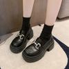New thick-soled heightening small leather shoes single shoes women's shoes rhinestone college women's uniform leather shoes