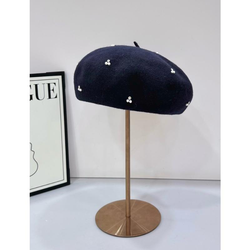 25 early autumn new silver silk rhinestone beret hat wool elegant knitted hat tide