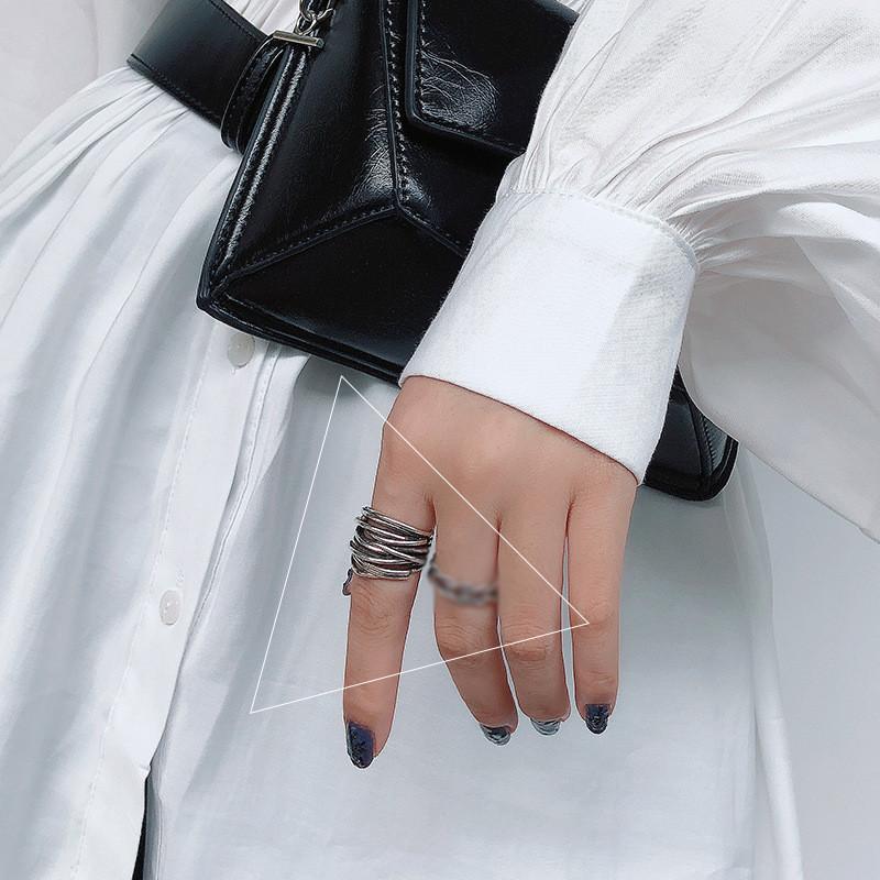 

Trendy Ins Inspired 925 Sterling Silver Adjustable Crown Ring Unisex Retro Fashion Accessory