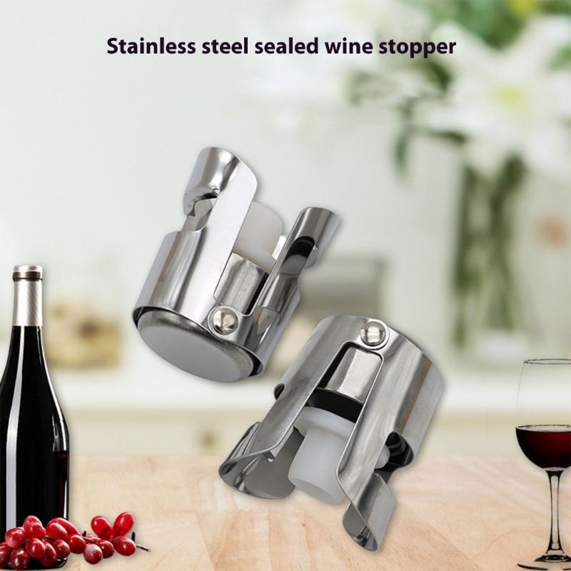 2/4/6/8Pcs Steel Champagnes Stopper With Silicones Vacuum Seal For Airtight Preservations Of Sparkling And Red Wines