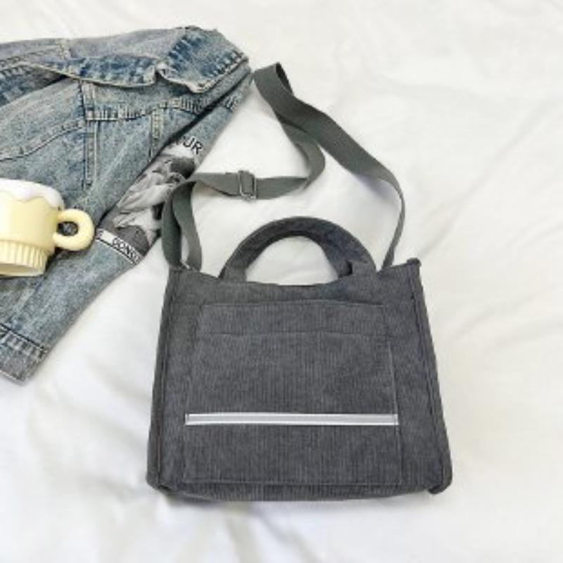 Corduroy Shoulder Bag Female College Student Class Cloth Bag Velvet Bag Portable Messenger Commuter Tote Bag Fashion