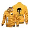 Men's Trendy Casual Punisher Logo Motorcycle Jacket, Plus Size European American Street Style