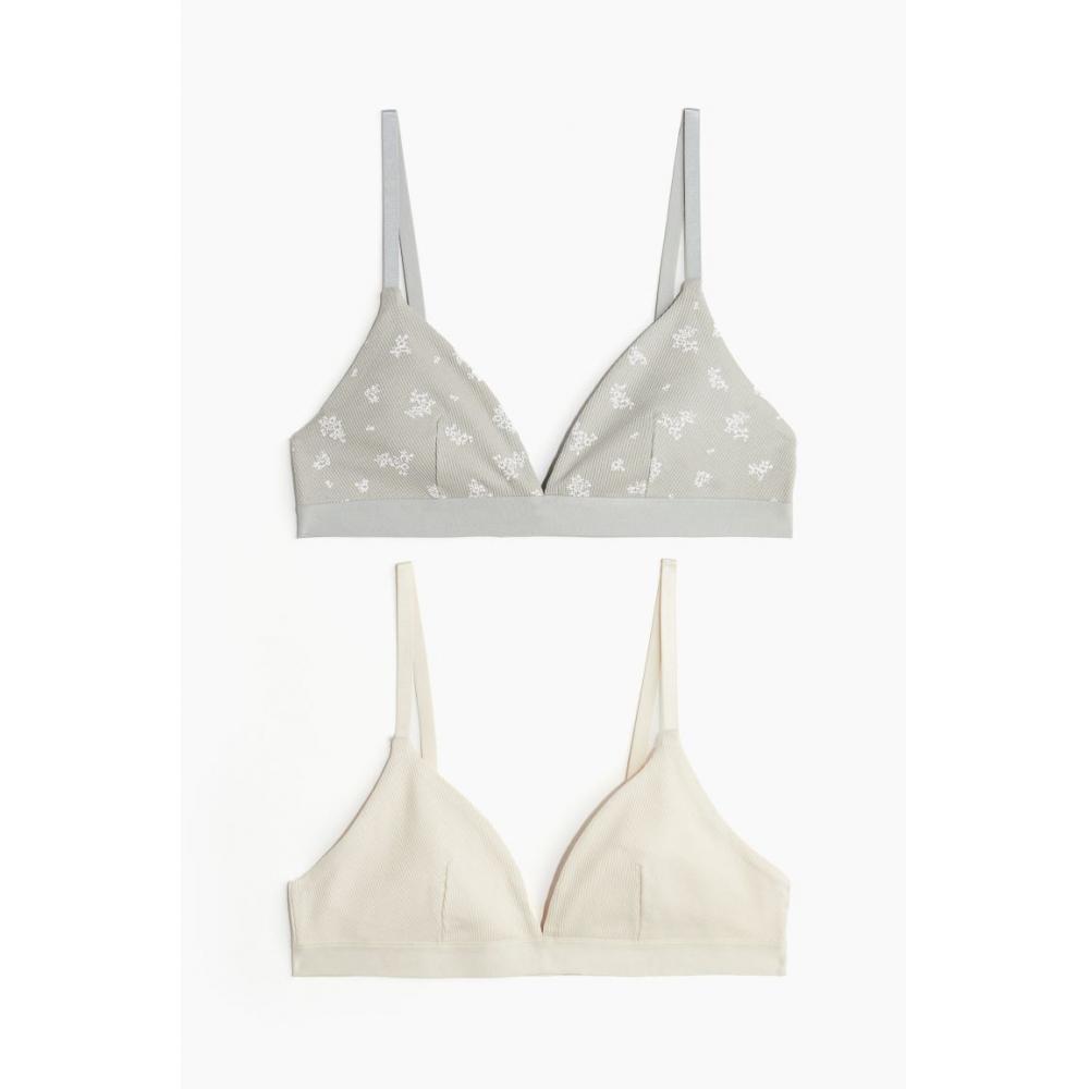 

Комплект из 2 предметов с бюстгальтером HM Светло-серый с цветочным принтом