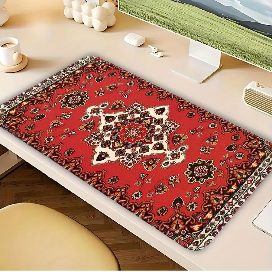 Anti slip Mouse Pad office Pad Desk accessories Keyboard Mouse Pad Game Console Pad Computer Laptop Pad Red Persian Pattern