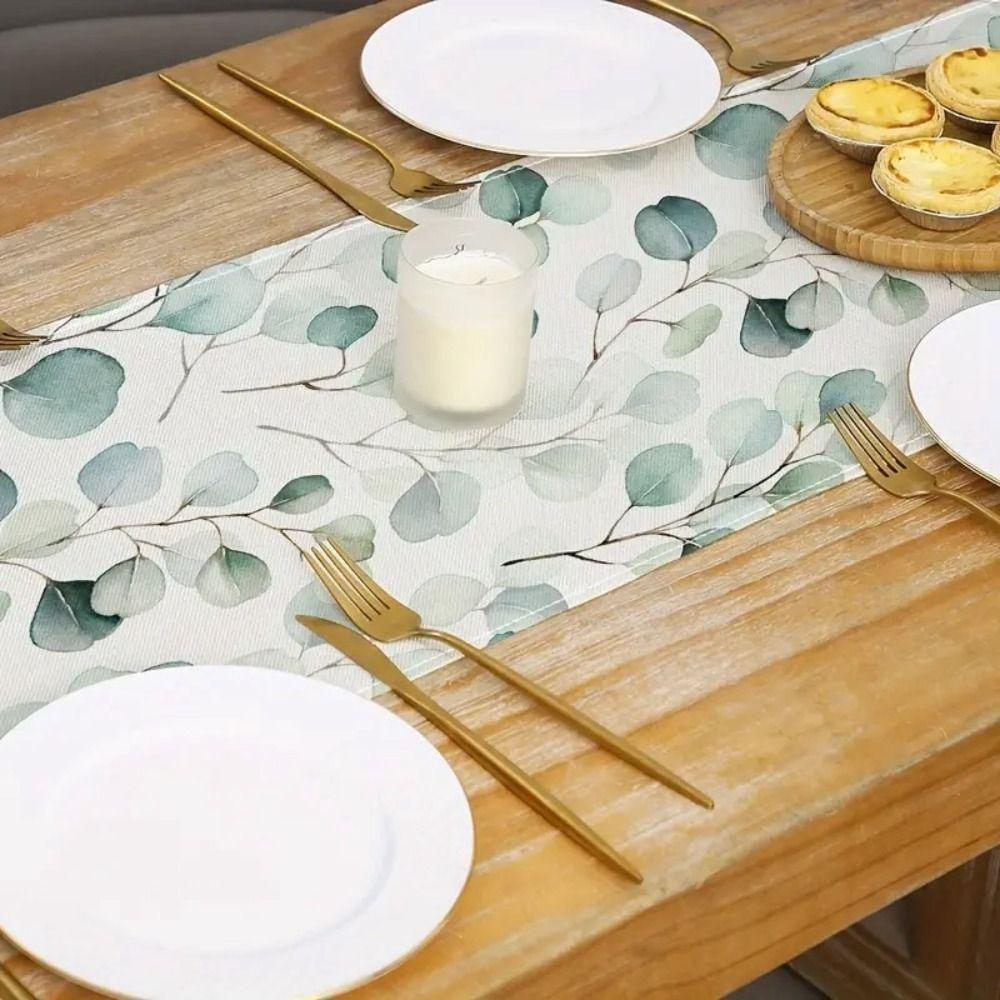 Pastoral Style Eucalyptus Leaves Table Runner Multi Size Tablecloth Table Cover  Dinning Table