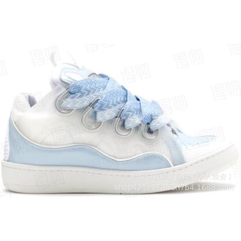 Leather Splicing Casual Shoes Trendy Sports Shoes Men's and Women's Board Shoes Bread Shoes