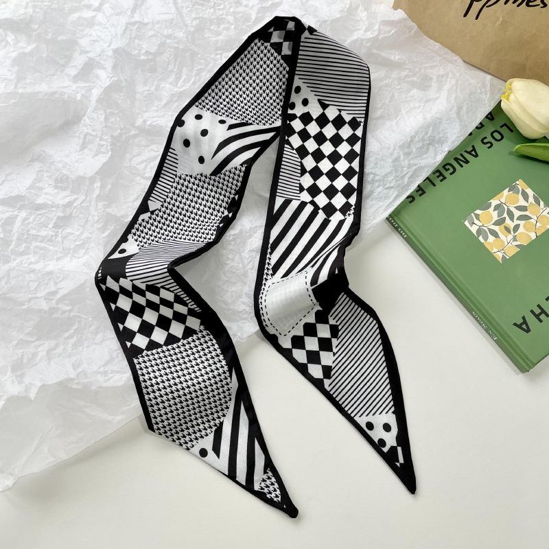 Long Silk Scarf Bag Tie Lady Neck Skinny Scarves Hairband Foulard Horse Print Brand Lady Neckerchief Ribbon Women Accessories
