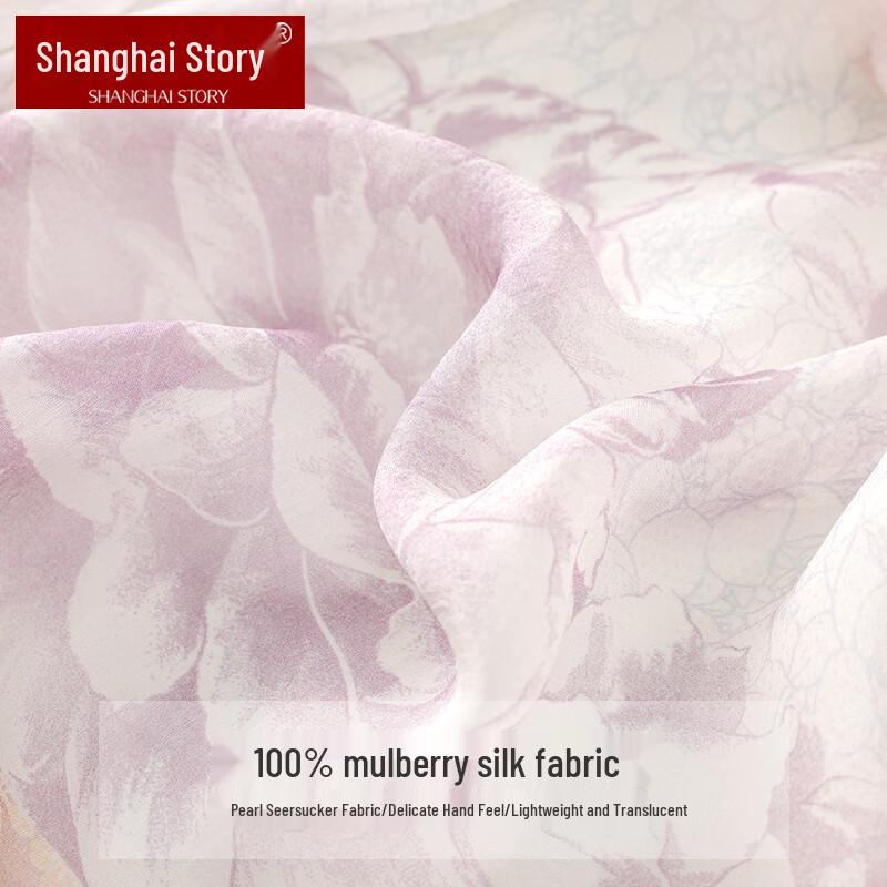 Shanghai Story 100% Mulberry Silk Hand-Rolled Large Square Scarf