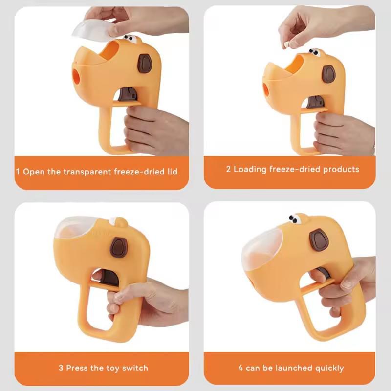 One Click Pet Treat Launcher Large Capacity Freeze Dried Food Gun Interactive IQ Training Leaky Feeder Portable Toy For Dogs Cats Pet Supplies