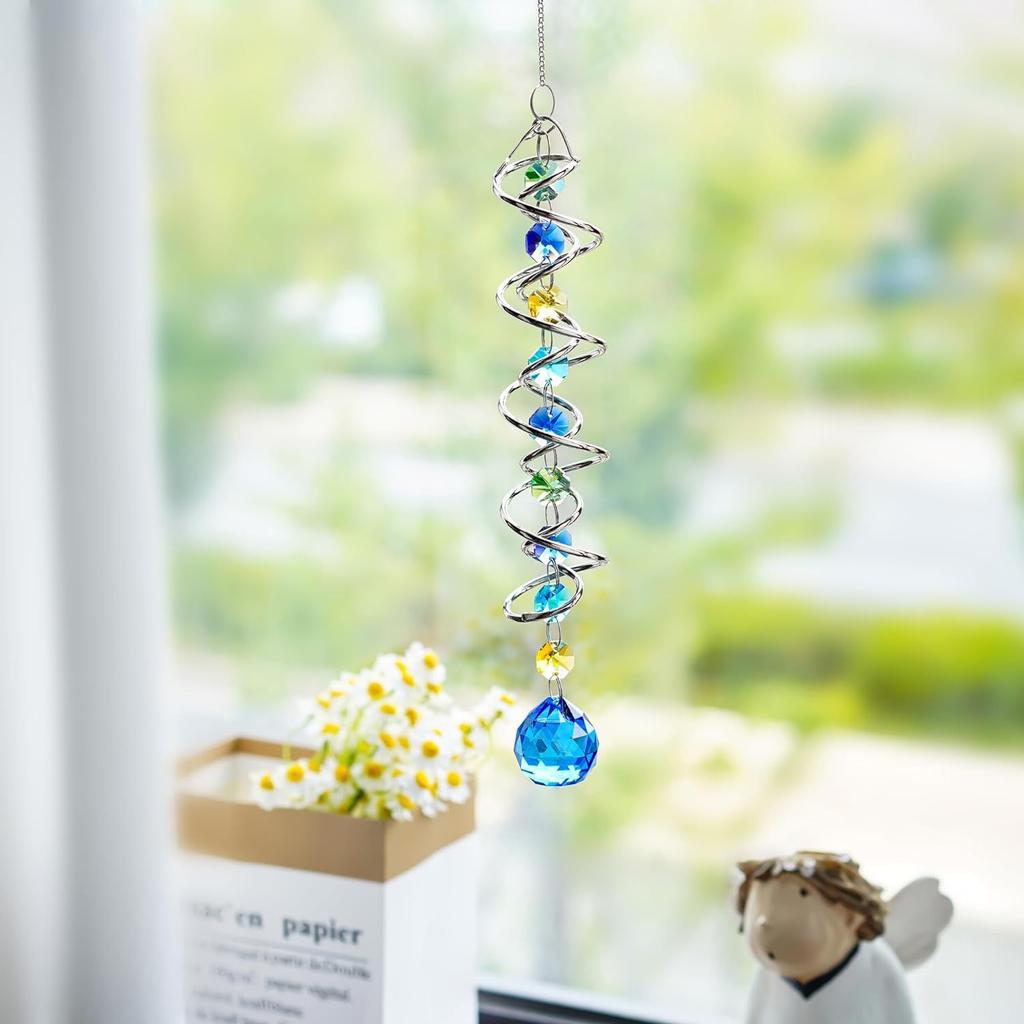 Sun Catcher Wind Chime Rainbow Manufacturing Crystal Pendant Gaze Ball Spiral Tail Wind Rotating Stabilizer Suspension