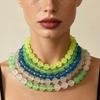 Fashion Dopamine Multi-color Optional Matte Round Beaded Necklace Vitality Fresh Holiday Atmosphere Women's