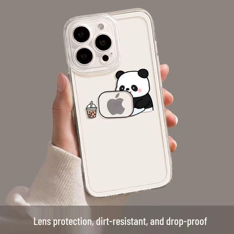 Panda Couple iPhone Air/16/17/17ProMax Drop-Proof Soft Space Case