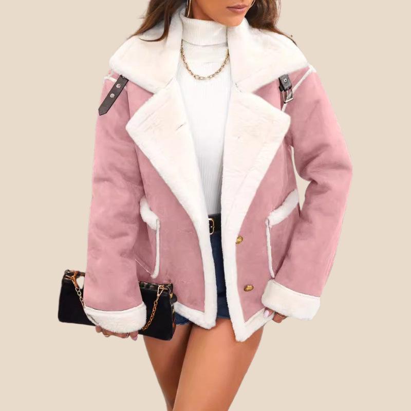New Plush Lapel Winter Coat: Warm Casual Style Jacket